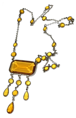 1920s Necklace Art Deco Amber Glass