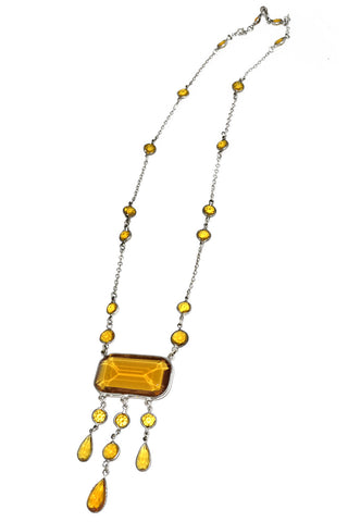 1920s Art Deco Yellow Glass Necklace