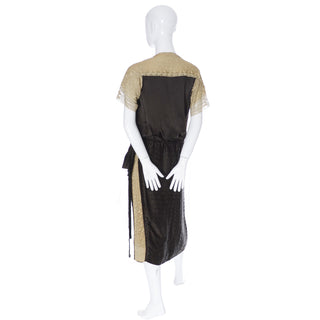 1920s Vintage Dress Silk Lace Bow
