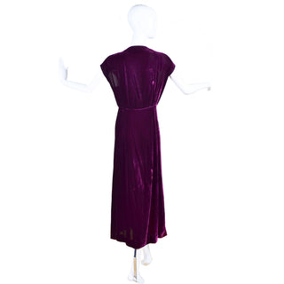1930s Vintage Burgundy Silk Velvet Evening Dress Size Extra Large 30s