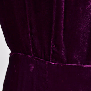 1930s Vintage Burgundy Silk Velvet Evening 30s Dress Size Extra Large