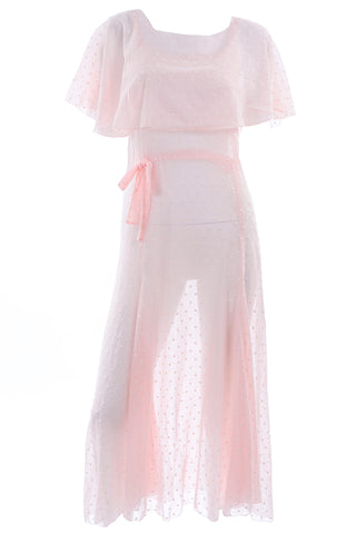 1930s Sheer Pink Polka Dot Dress & Capelet