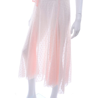 1930s Sheer Pink White Polka Dot Dress With Butterfly Capelet