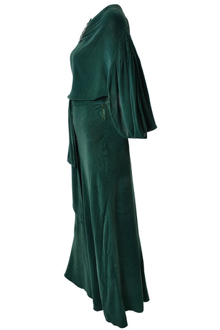 Plush 1930s Green Vintage Hostess Gown