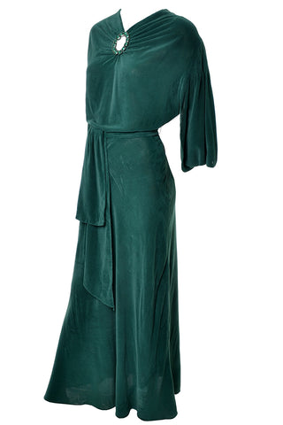 1930s Green Vintage Hostess Gown Plush