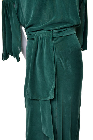 Plush Velveteen 1930s Green Vintage Hostess Gown