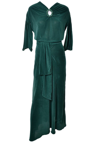 1930s Green Velveteen Vintage Hostess Gown