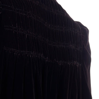 Shirred Elegant Vintage Black Velvet Reversible Silk Evening Cape