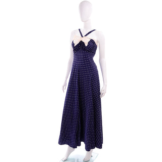 Late 1930s early 1940s blue and white polka dot dress