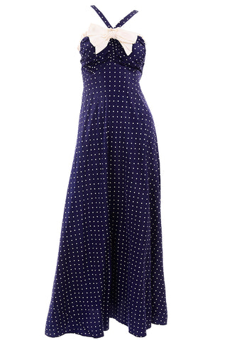 1940s blue polka dot long dress