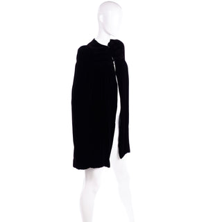 Vintage Black Velvet Reversible Silk Evening Cape With covered buttons