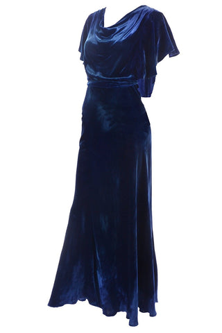 1930s blue velvet vintage dress