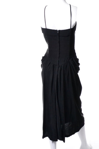 1930s or 1940s Black Pleated Vintage Cocktail Dress