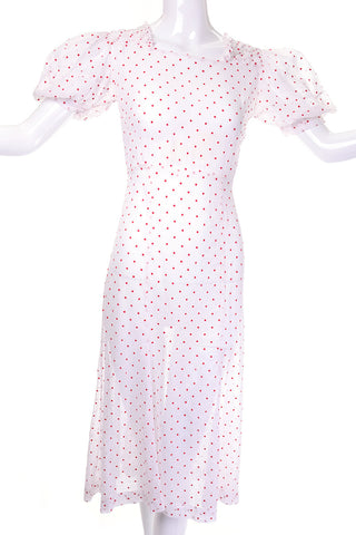 1930's white with red polka dot vintage dress