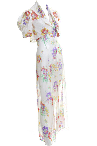 1930's Vintage Sheer Floral dress & Puff Shoulder Sleeve Bolero