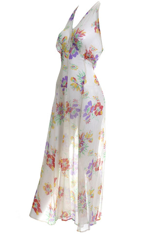 1930s vintage dress silk chiffon floral