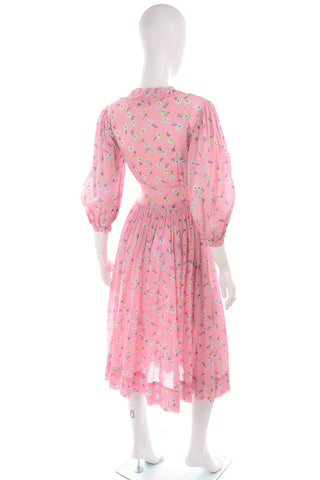 1940s Pink Floral Day Dress w/ Peter Pan Collar