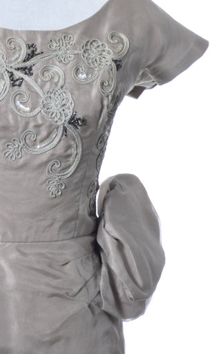 1940's Pale Purple Beaded Vintage Dress with Soutache Trim 6 - Dressing Vintage