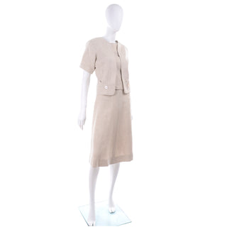 Mid Century I Magnin 3 Pc Linen Skirt Sleeveless Top & SS Jacket Summer Suit Outfit