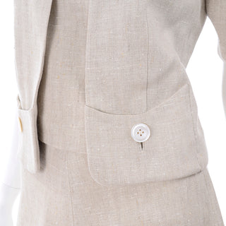 I Magnin 3 Pc Linen Skirt Sleeveless Top & SS Jacket Summer Suit Outfit Fine