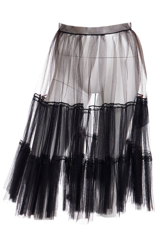 1950s Vintage Black & Brown Sheer Net Tiered Tulle Crinoline Skirt