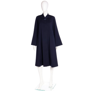 1950s Schunemans St. Paul Navy Blue Swing Coat With Bell Sleeves M