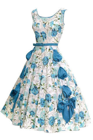 1950's Blue Floral Sleeveless Sundress