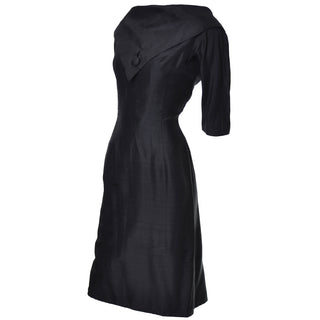 Suzy Perette 1950s Black Silk Vintage Wiggle Dress - Dressing Vintage