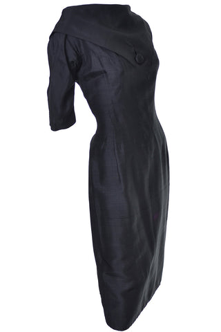 Suzy Perette 1950s Black Silk Vintage Wiggle Dress - Dressing Vintage