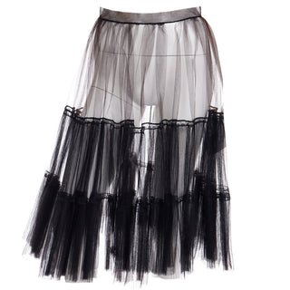 1950s Vintage Black & Brown Sheer Tiered Tulle Crinoline Skirt