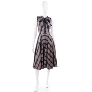 1950s Plaid Claire McCardell Vintage Dress Bow