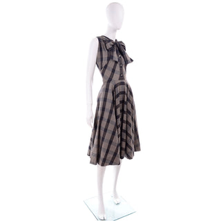 1950s Plaid Claire McCardell Vintage Dress Full Skirt