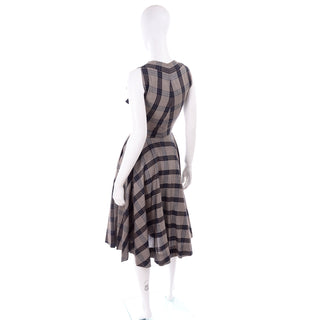 1950s Gray Black Plaid Claire McCardell Vintage Dress