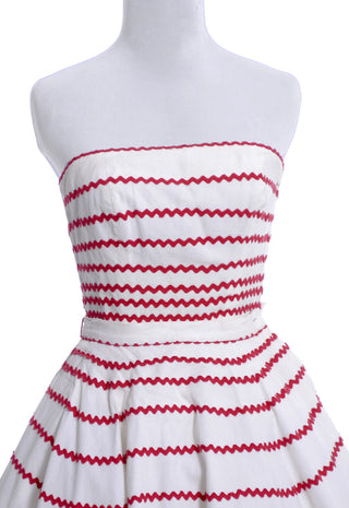 1950's Red and White Striped 2 Pc Vintage Strapless Dress - Dressing Vintage