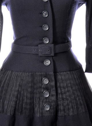 Incredible Mollie Parnis 1950s pleated navy blue perfection dress - Dressing Vintage