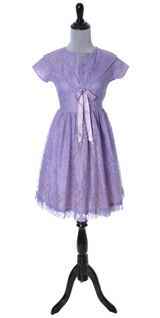 Vintage purple lace girl's party dress jr bridesmaid - Dressing Vintage