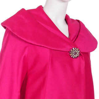 Late 1950s Vintage Pink Silk Coat with Sequin Button