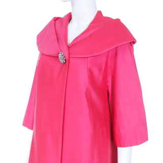 Vintage Pink Silk Coat with Wide Collar