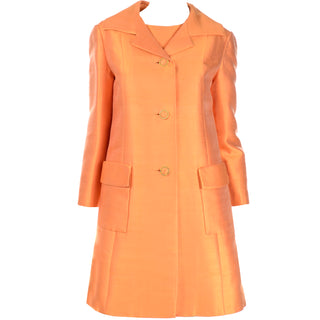 1960s Dynasty Tangerine Vintage 2pc Sheath Dress & Evening Coat Evening Suit 
