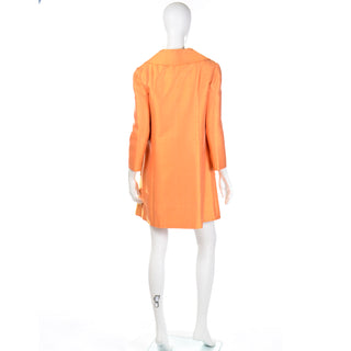 1960s Dynasty Tangerine Silk Vintage 2pc Dress & Coat Evening Suit