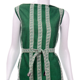 Bambaki vintage Green shift dress with Greek key design