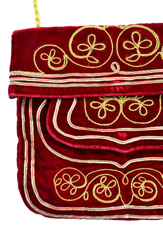 Meyers red velvet and gold embroidered 1960's vintage handbag