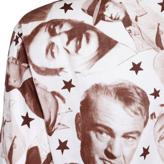 1970s Novelty Print Button Front Shirt w Movie Star 1930s Male ActorFaces