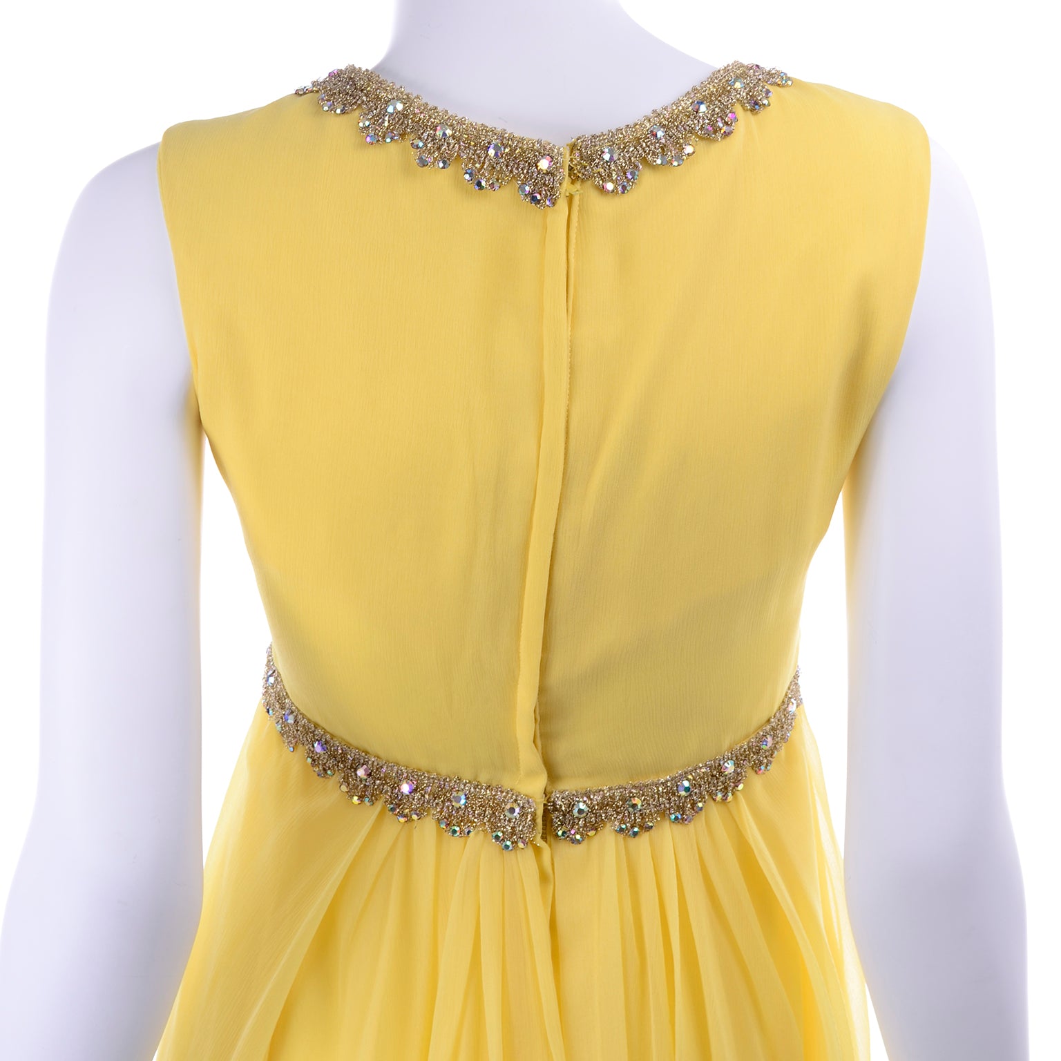 Embroidered Chinon Silk Gown With Jacket in Yellow : TNM18
