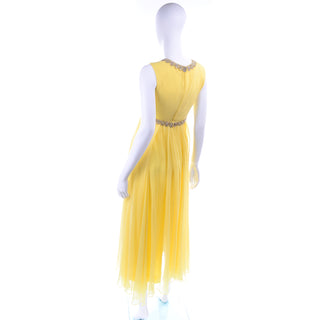 1960s Vintage Yellow Chiffon Dress