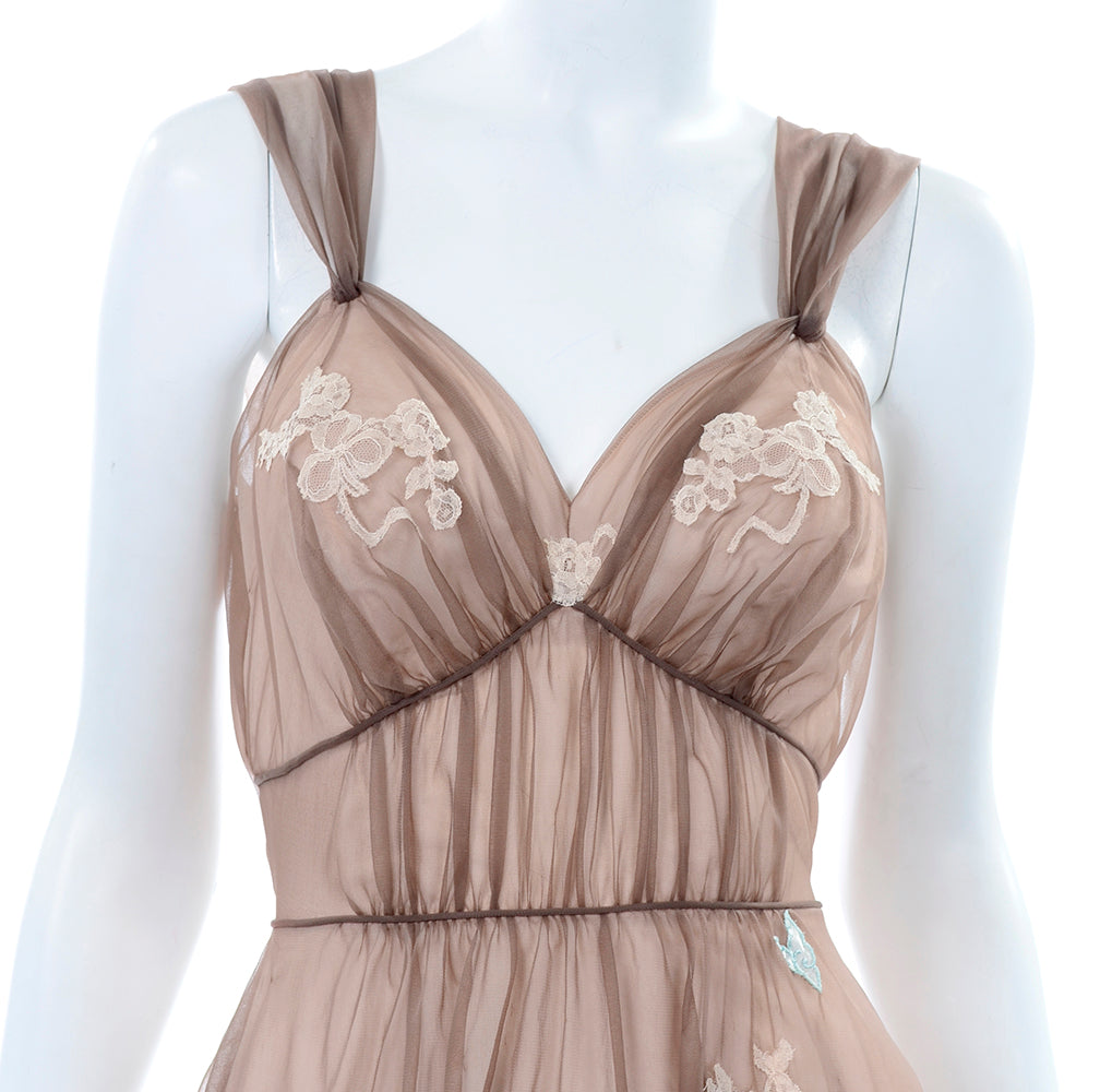 Pink Lace Bust Bow Detail Satin Babydoll Nightie