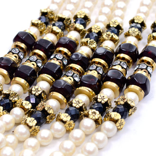 1960s Vintage Necklace Pearls Beads & Rhinestones