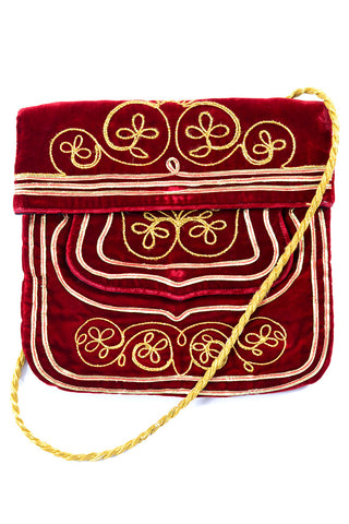 Meyers red velvet and gold Moroccan vintage handbag