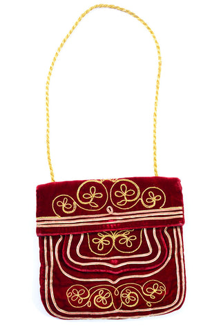 1960s Meyers red velvet and gold Moroccan vintage handbag