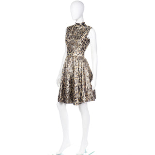 Vintage 1960s Metallic Leopard Print Evening Dress size 4/6
